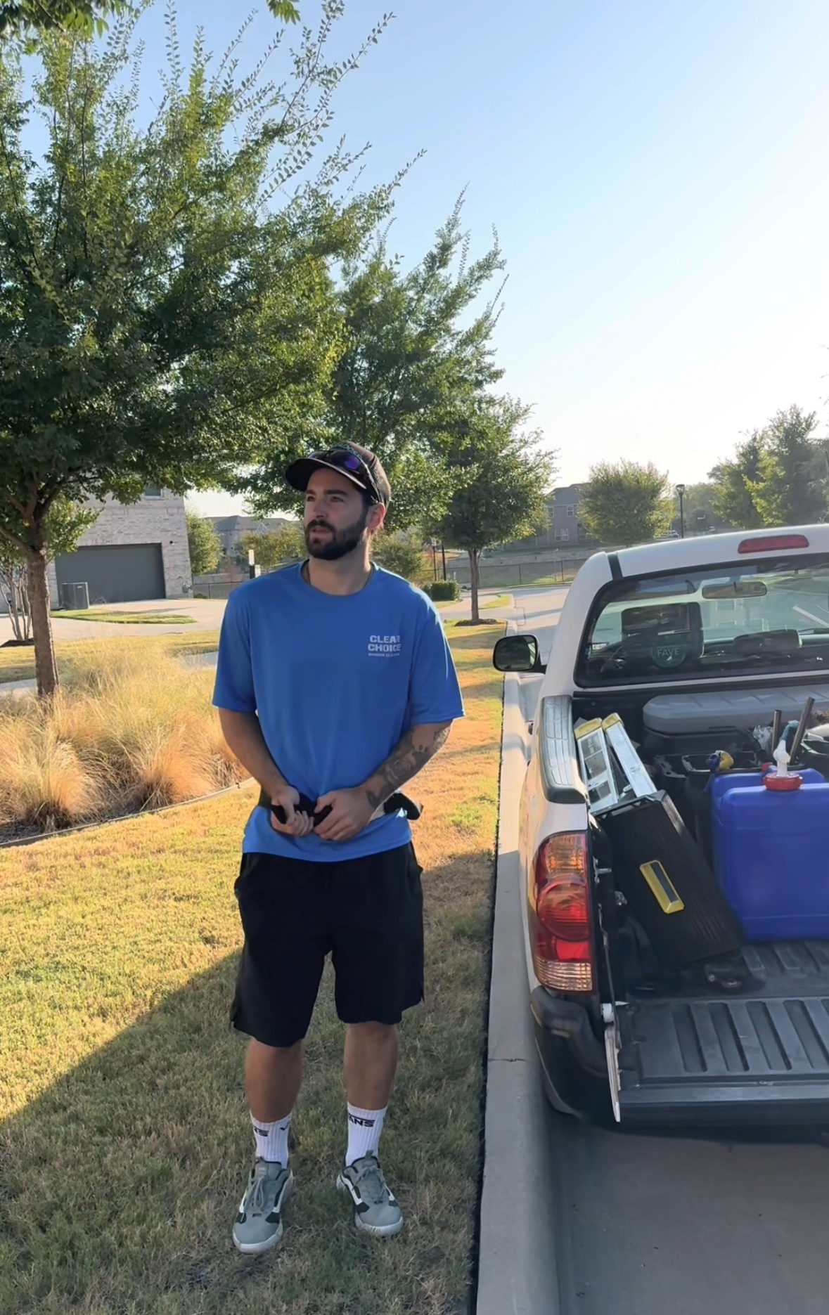 Residential window cleaning.